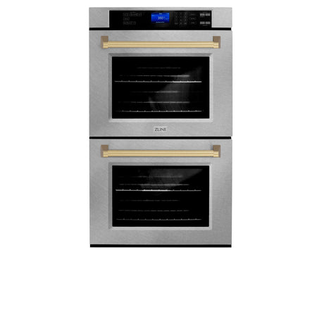 ZLINE 30" Autograph Edition Double Wall Oven with Self Clean and True Convection in DuraSnow Stainless Steel (AWDSZ-30) [Color: Champagne Bronze]