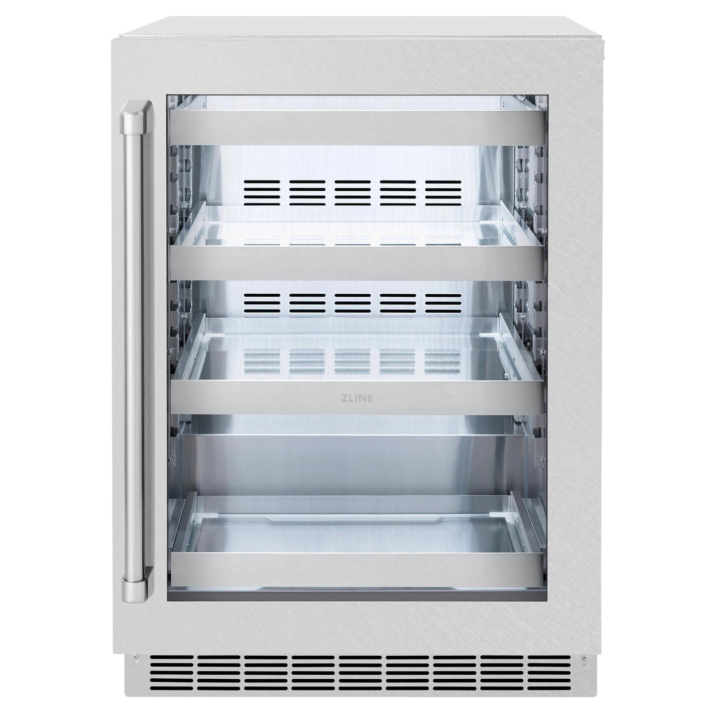 ZLINE 24 in. Touchstone 151 Can Beverage Fridge With DuraSnow' Stainless Steel Glass Door (RBSO-SN-24)