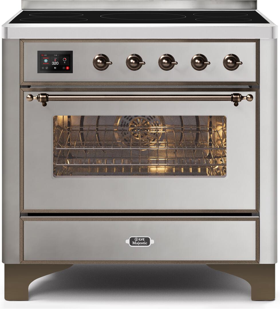 Majestic II 36 Inch Electric Freestanding Range in Stainless Steel with Bronze Trim