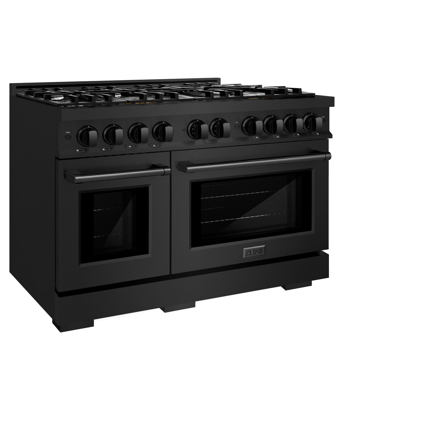 ZLINE 48 in. 6.7 cu. ft. Select Double Oven Dual Fuel Range with 8 Burner Gas Cooktop in Black Stainless Steel (HDRB-48)