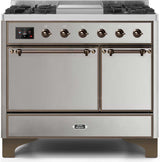 Majestic II 40 Inch Dual Fuel Natural Gas Freestanding Range in Stainless Steel with Bronze Trim