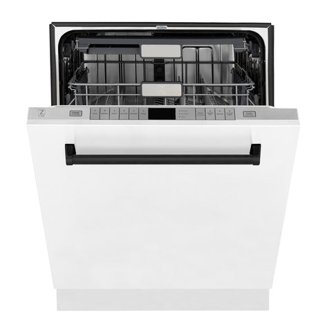 ZLINE Autograph Edition 24" 3rd Rack Top Touch Control Tall Tub Dishwasher in White Matte with Accent Handle, 51dBa (DWMTZ-WM-24) [Color: Matte Black]