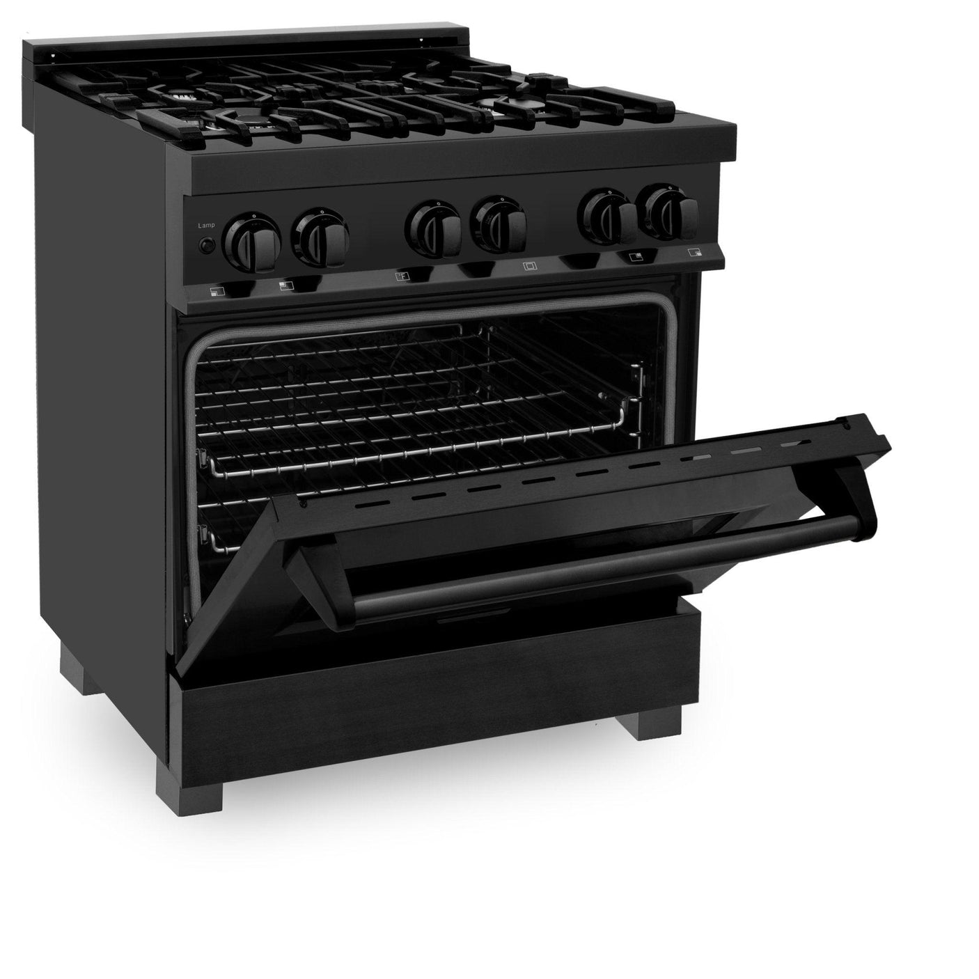 ZLINE 30 in. 4.0 cu. ft. Dual Fuel Range with Gas Stove and Electric Oven in Black Stainless Steel (RAB-30)