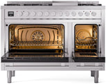 Professional Plus II 48 Inch Dual Fuel Natural Gas Freestanding Range in Stainless Steel with Trim