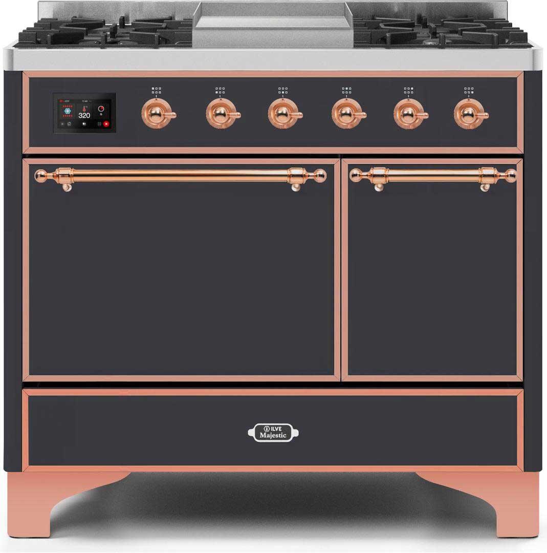 Majestic II 40 Inch Dual Fuel Liquid Propane Freestanding Range in Matte Graphite with Copper Trim