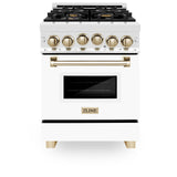 ZLINE Autograph Edition 24" 2.8 cu. ft. Range with Gas Stove and Gas Oven in Stainless Steel with White Matte Door and Matte Black Accents (RGZ-WM-24) [Color: Champagne Bronze]