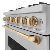 ZLINE Autograph Edition 36 in. 5.2 cu. ft. Classic Gas Range with 6 Burner Cooktop and Convection Gas Oven in Stainless Steel and Polished Gold Accents (CGRZ-36-G)