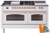 Nostalgie II 60 Inch Dual Fuel Natural Gas Freestanding Range in RAL Custom Color with Copper Trim