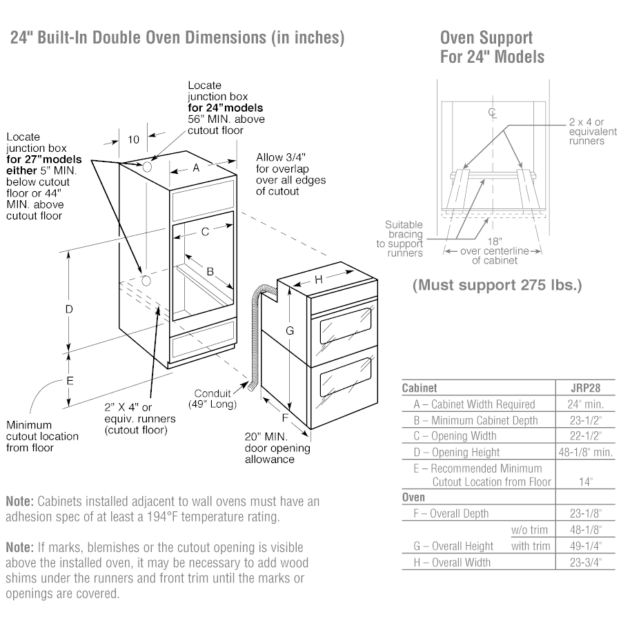 GE® 24" Double Wall Oven