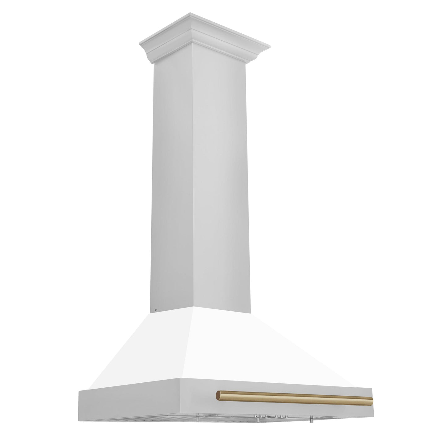 ZLINE 30 in. Autograph Edition Convertible Stainless Steel Range Hood with White Matte Shell and Champagne Bronze Accents (KB4STZ-WM30-CB) [Color: Champagne Bronze]