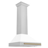 ZLINE 30 in. Autograph Edition Convertible Stainless Steel Range Hood with White Matte Shell and Champagne Bronze Accents (KB4STZ-WM30-CB) [Color: Champagne Bronze]