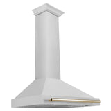 ZLINE 36 in. Autograph Edition Convertible Fingerprint Resistant DuraSnow Stainless Steel Range Hood with Champagne Bronze Handle (KB4SNZ-36-CB) [Color: Gold Accents]