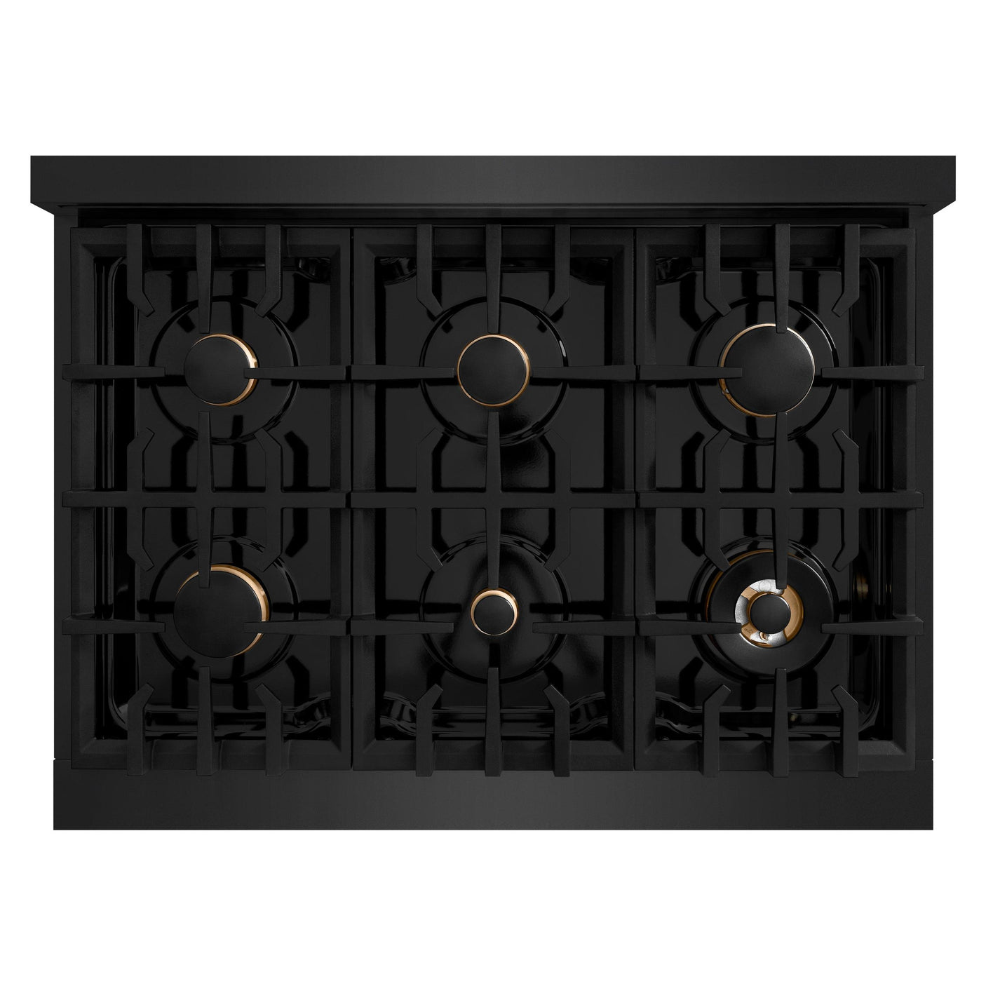 ZLINE Autograph Edition 36 in. 5.2 cu. ft. Select Gas Range with 6 Burner Cooktop and Convection Gas Oven in Black Stainless Steel and Champagne Bronze Accents (HGRBZ-36-CB)