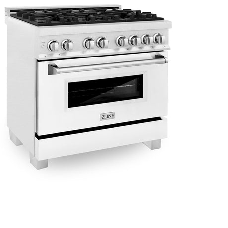 ZLINE 36 in. Professional Dual Fuel Range in DuraSnow Stainless Steel with Color Door Finishes (RAS-SN-36) [Color: White Matte]