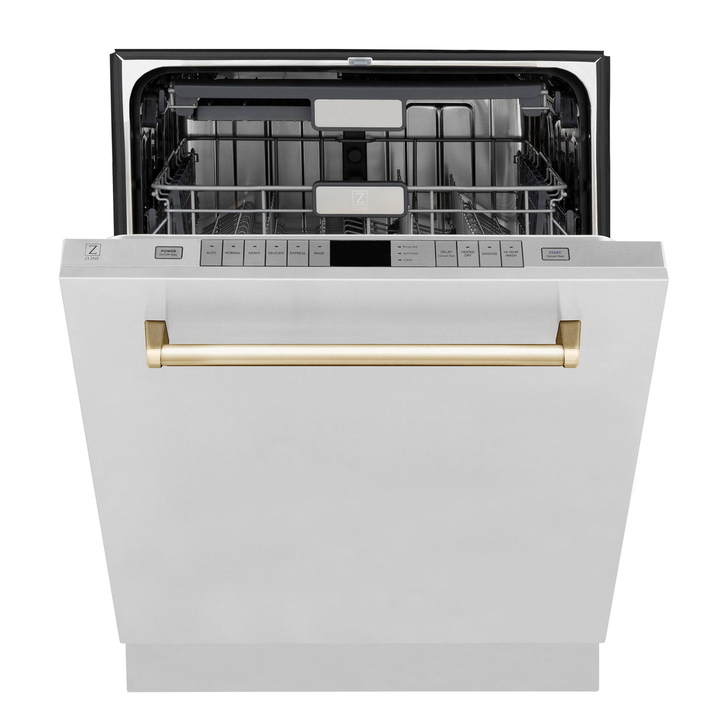 ZLINE Autograph Edition 24" 3rd Rack Top Touch Control Tall Tub Dishwasher in Stainless Steel with Accent Handle, 45dBa (DWMTZ-304-24) [Color: Gold]