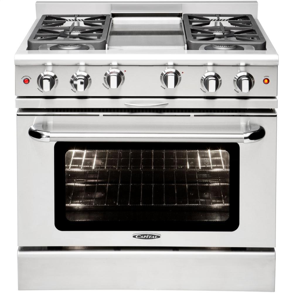 36" Gas Convection Range with 6 Sealed Burners 19K BTU + 12" Griddle