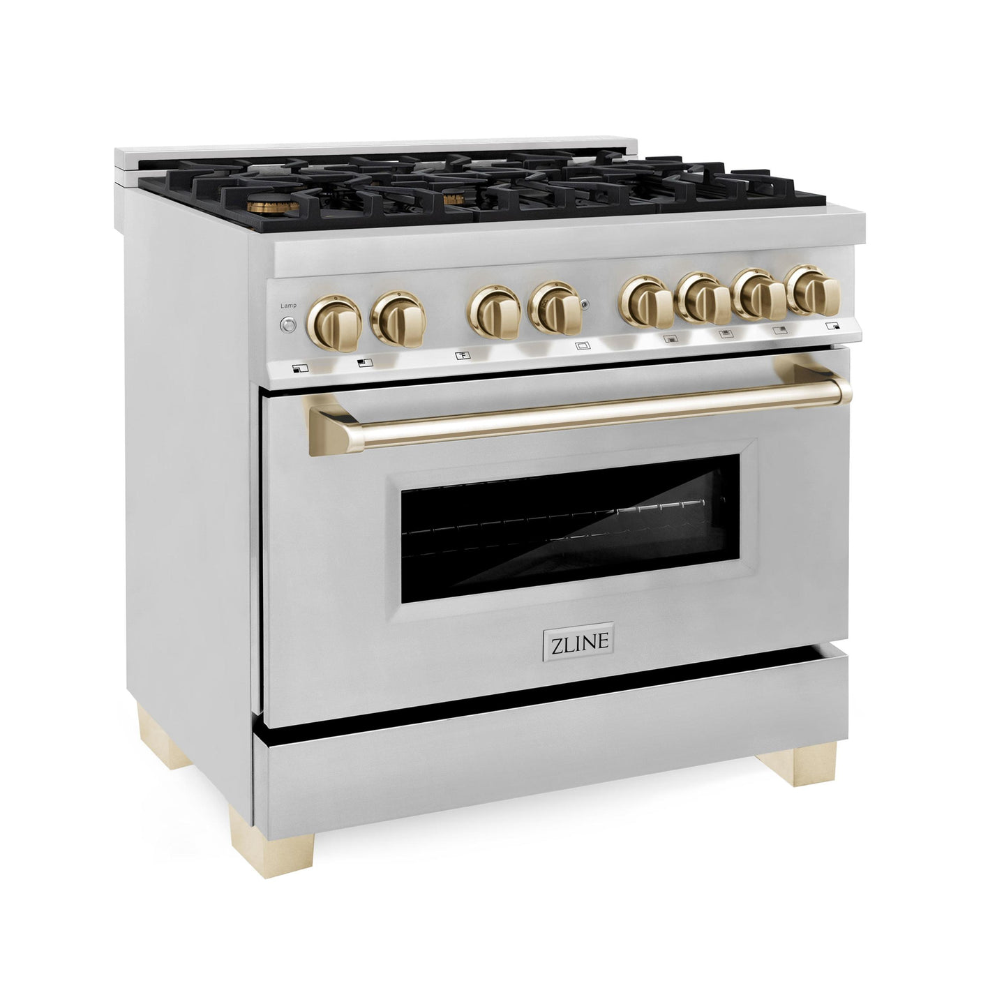 ZLINE Autograph Edition 36" 4.6 cu. ft. Dual Fuel Range with Gas Stove and Electric Oven in Stainless Steel with Accents (RAZ-36) [Color: Gold]