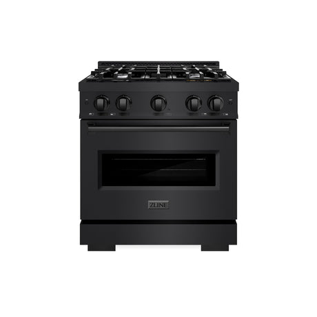 ZLINE 30 in. 4.2 cu. ft. Classic Gas Range with 4 Burner Cooktop and Convection Gas Oven in Black Stainless Steel (CGRB-30)