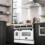 ZLINE Autograph Edition 48" 6.0 cu. ft. Dual Fuel Range with Gas Stove and Electric Oven in Stainless Steel with White Matte Door with Accents (RAZ-WM-48) [Color: Matte Black]