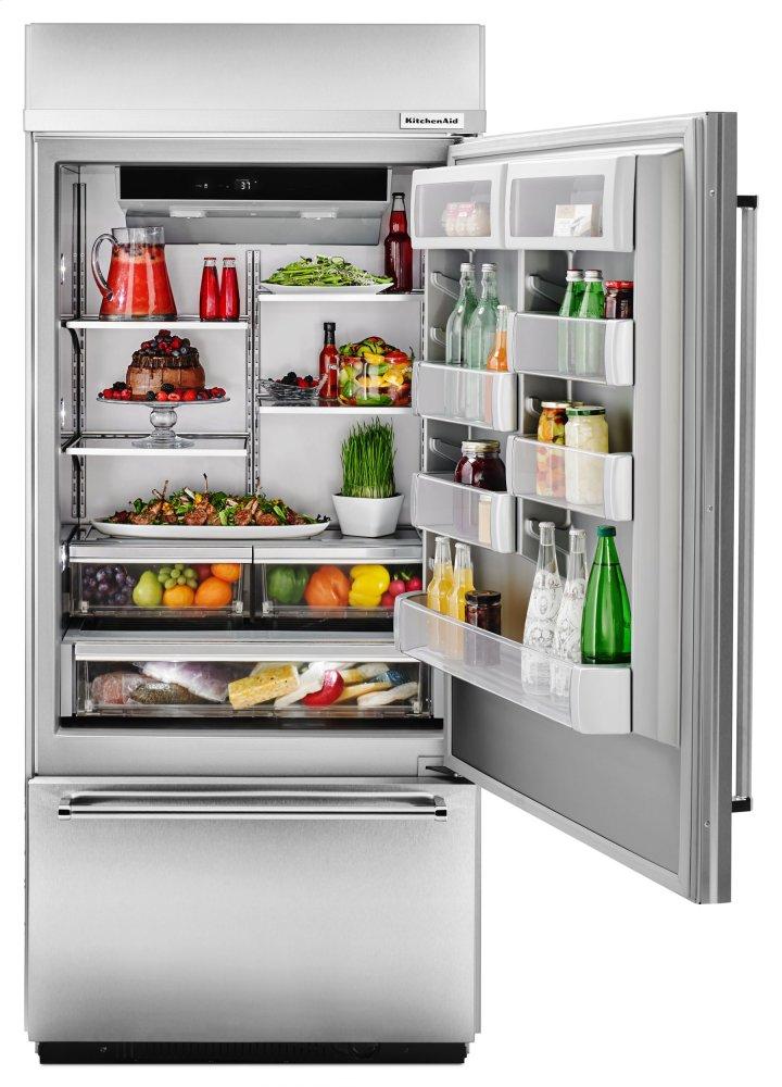 Built-In Stainless Bottom Mount Refrigerator 20.9 Cu. Ft. 36" Width - Stainless Steel