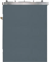 Majestic II 30 Inch Dual Fuel Natural Gas Freestanding Range in Blue Grey with Brass Trim