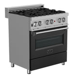 ZLINE 30 in. 4.0 cu. ft. Dual Fuel Range with Gas Stove and Electric Oven in All DuraSnow Stainless Steel with Color Door Options (RAS-SN-30) [Color: Blue Gloss]