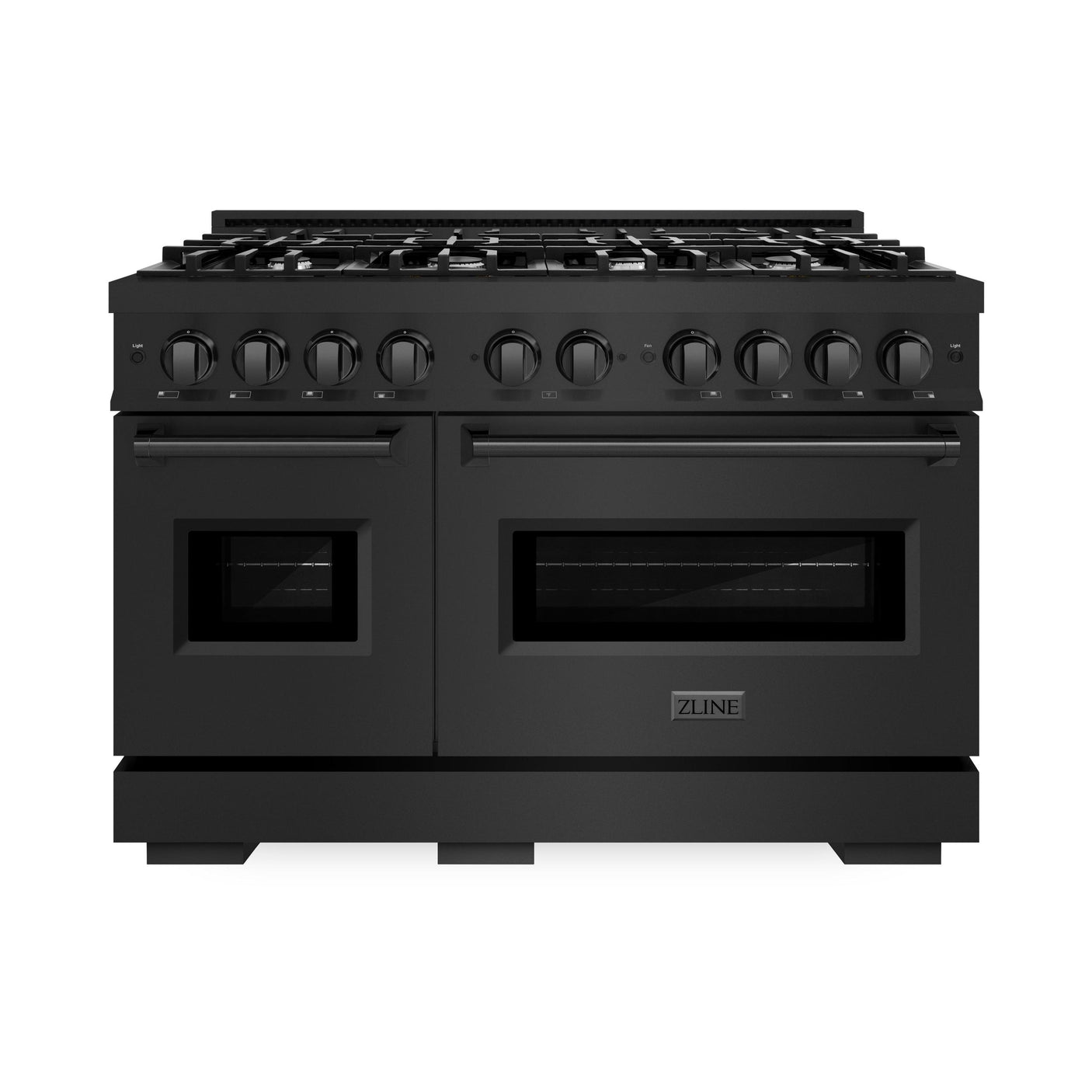 ZLINE 48 in. 6.7 cu. ft. Classic Double Oven Gas Range with 8 Burner Cooktop in Black Stainless Steel (CGRB-48)