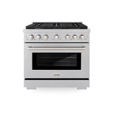 ZLINE 36 in. 5.2 cu. ft. Paramount Dual Fuel Range with 6 Burner Gas Cooktop and Electric Convection Oven in DuraSnow' Stainless Steel (SDRS-36)