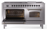 Nostalgie II 60 Inch Dual Fuel Natural Gas Freestanding Range in Stainless Steel with Bronze Trim