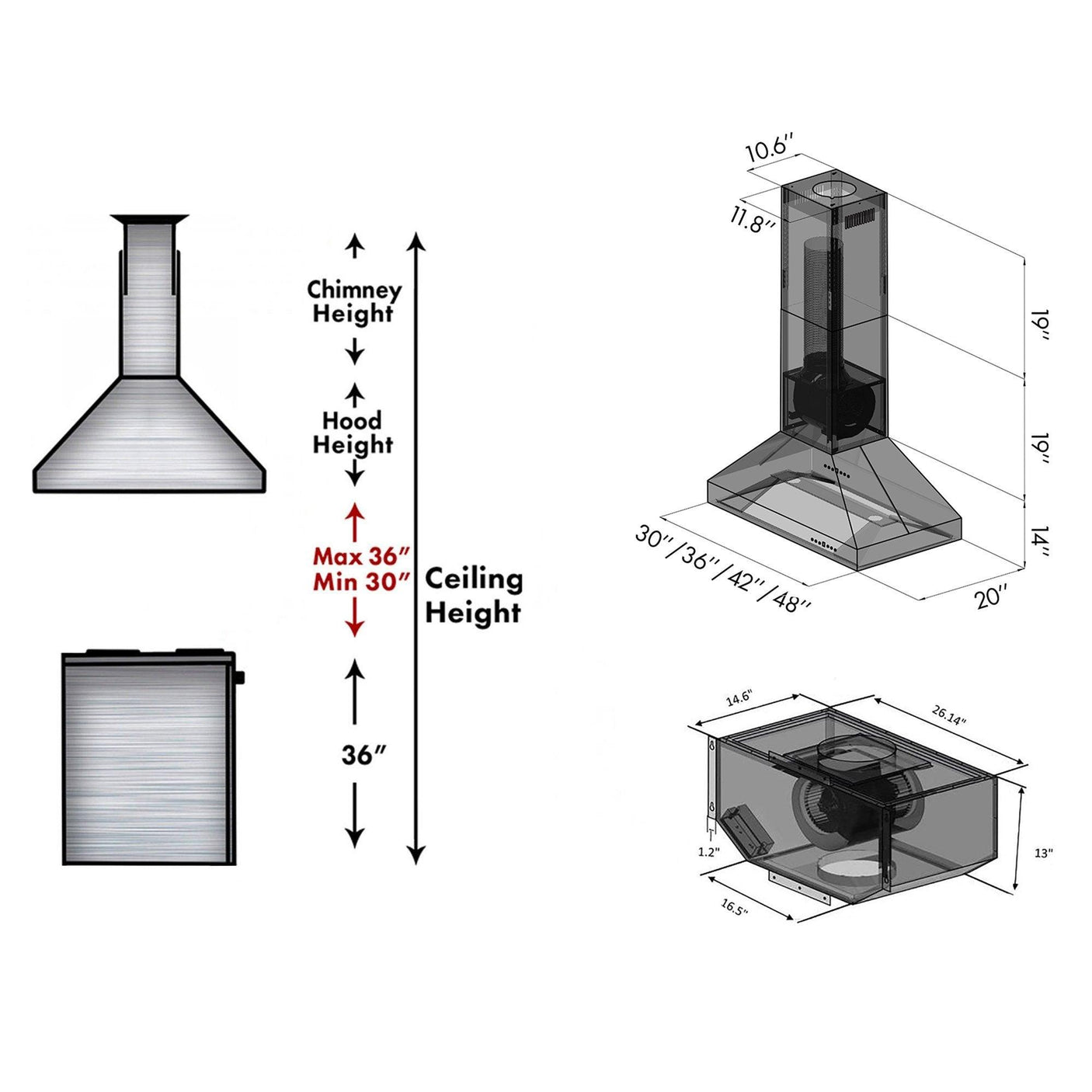 ZLINE Single Remote Blower Island Mount Range Hood in Stainless Steel (597i-RS)