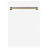 ZLINE 18 in. Autograph Edition Tallac Dishwasher Panel in White Matte with Champagne Bronze Handle (DPVZ-WM-18-CB)