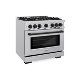 ZLINE Autograph Edition 36 in. 5.2 cu. ft. Select Dual Fuel Range with 6 Burner Gas Cooktop and Electric Convection Oven in Stainless Steel with Matte Black Accents (HDRZ-36-MB)