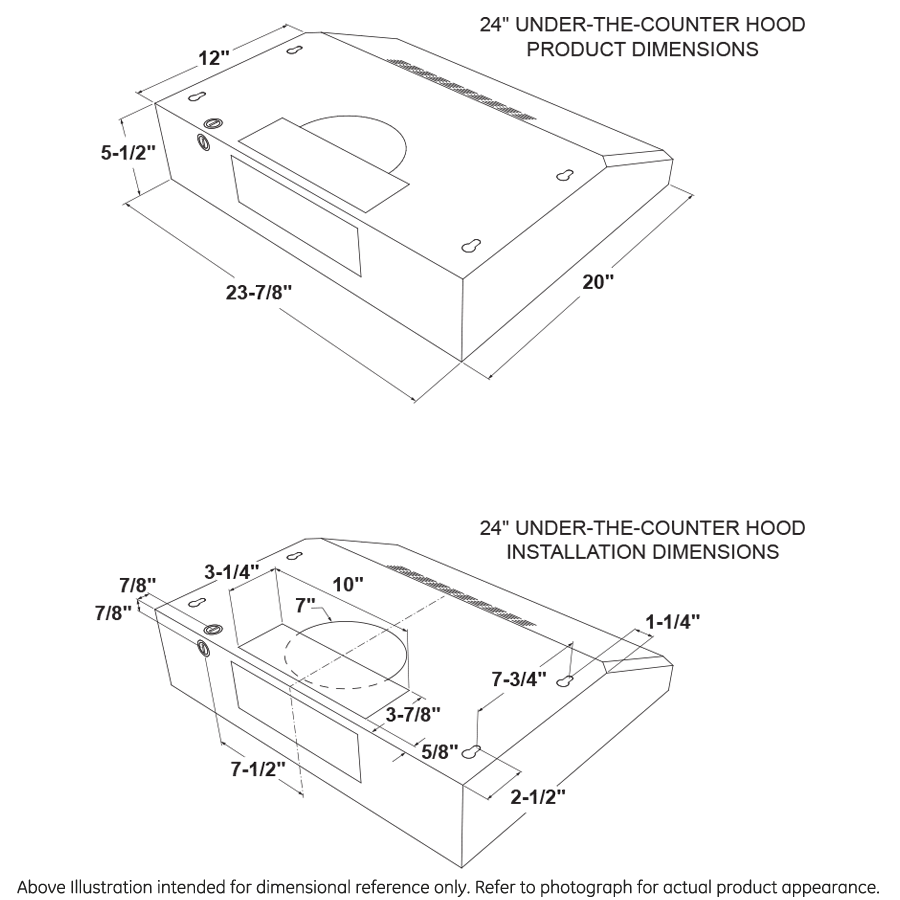 GE® 24" Under The Cabinet Hood