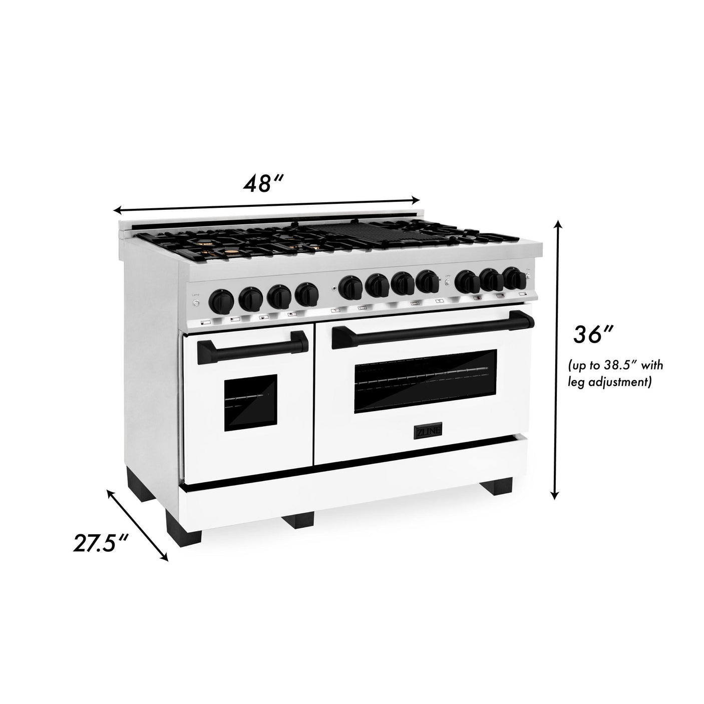 ZLINE Autograph Edition 48" 6.0 cu. ft. Range with Gas Stove and Gas Oven in Stainless Steel with White Matte Door with Accents (RGZ-WM-48) [Color: Champagne Bronze]