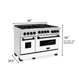 ZLINE Autograph Edition 48" 6.0 cu. ft. Range with Gas Stove and Gas Oven in Stainless Steel with White Matte Door with Accents (RGZ-WM-48) [Color: Matte Black]