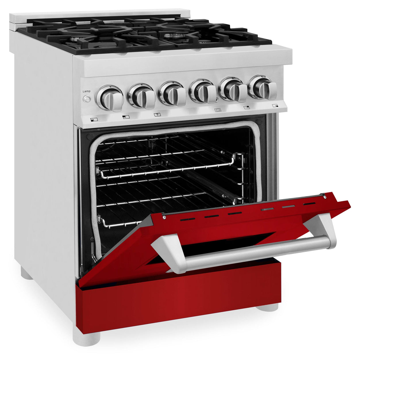 ZLINE 24 in. Professional Dual Fuel Range with Color Door Options (RA24) [Color: Red Gloss]