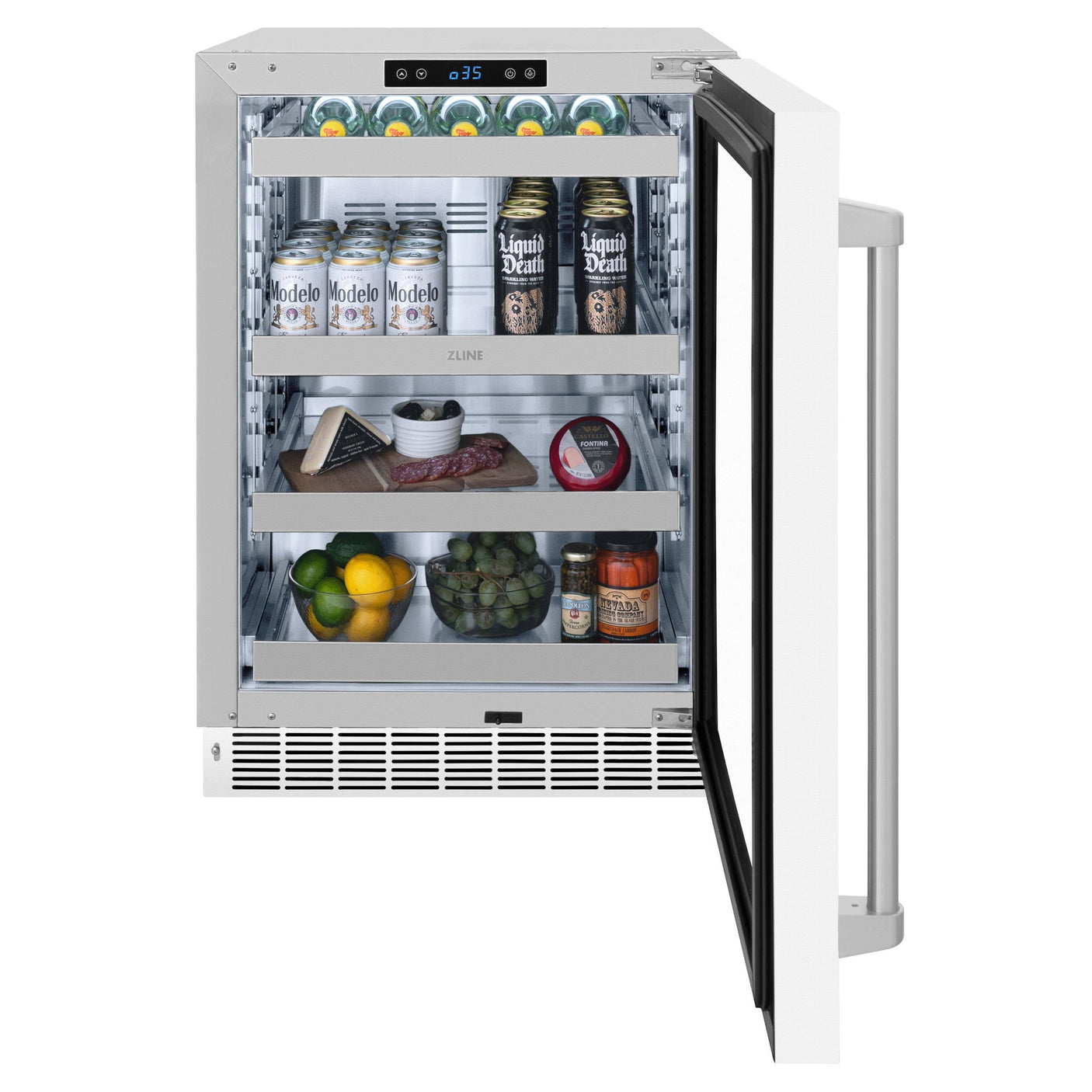 ZLINE 24 in. Touchstone 151 Can Beverage Fridge With White Matte Glass Door (RBSO-WM-24)