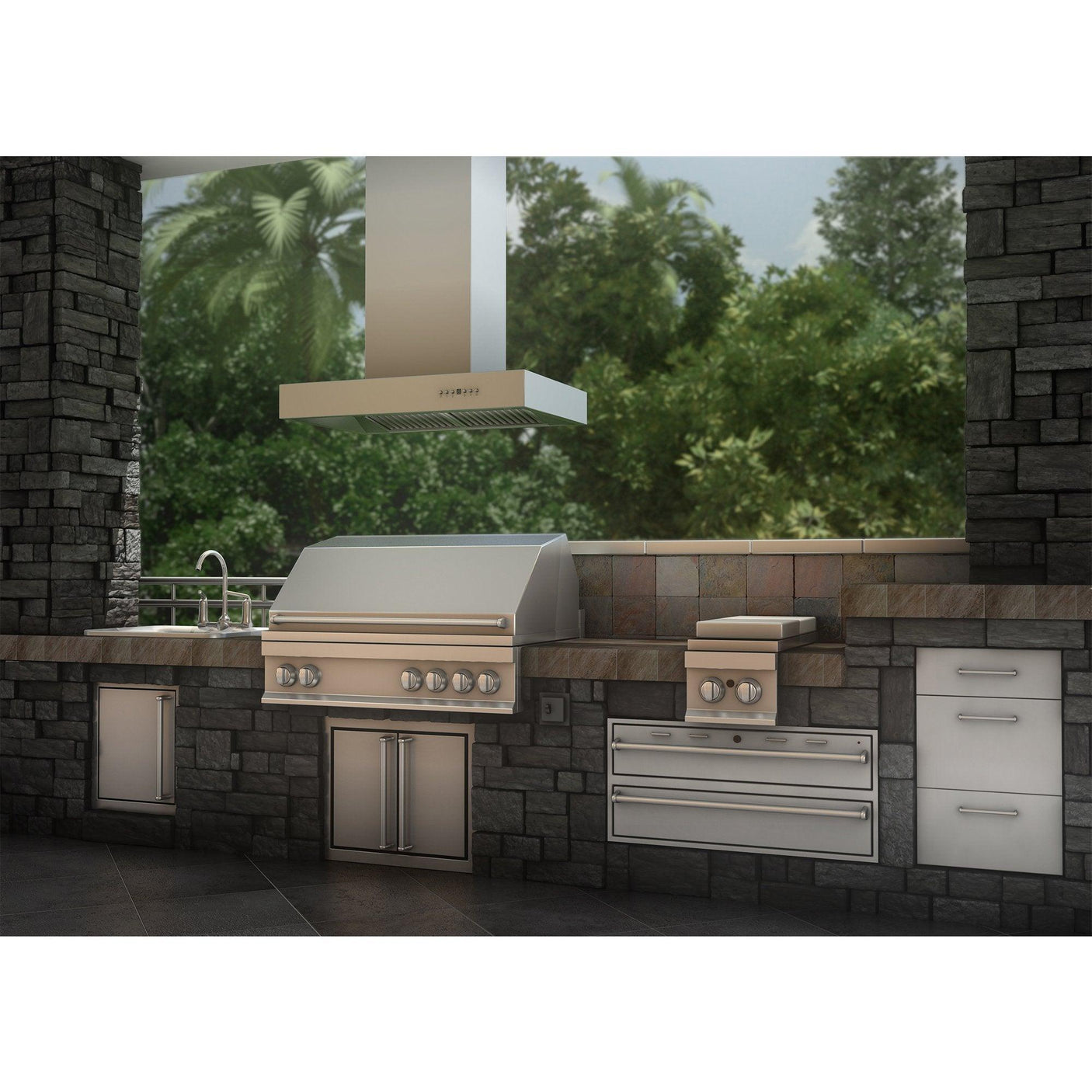 ZLINE Ducted Remote Blower Island Mount Range Hood in Stainless Steel 400CFM/700CFM Options (KECOMi-R)