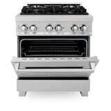 ZLINE 30 in. 4.0 cu. ft. Dual Fuel Range with Gas Stove and Electric Oven in All DuraSnow Stainless Steel with Color Door Options (RAS-SN-30) [Color: DuraSnow Stainless Steel with Brass Burners]