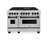 ZLINE Autograph Edition 48" 6.0 cu. ft. Dual Fuel Range with Gas Stove and Electric Oven in Stainless Steel with Accents (RAZ-48) [Color: Matte Black]