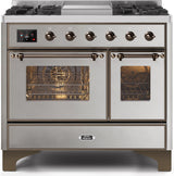 Majestic II 40 Inch Dual Fuel Natural Gas Freestanding Range in Stainless Steel with Bronze Trim