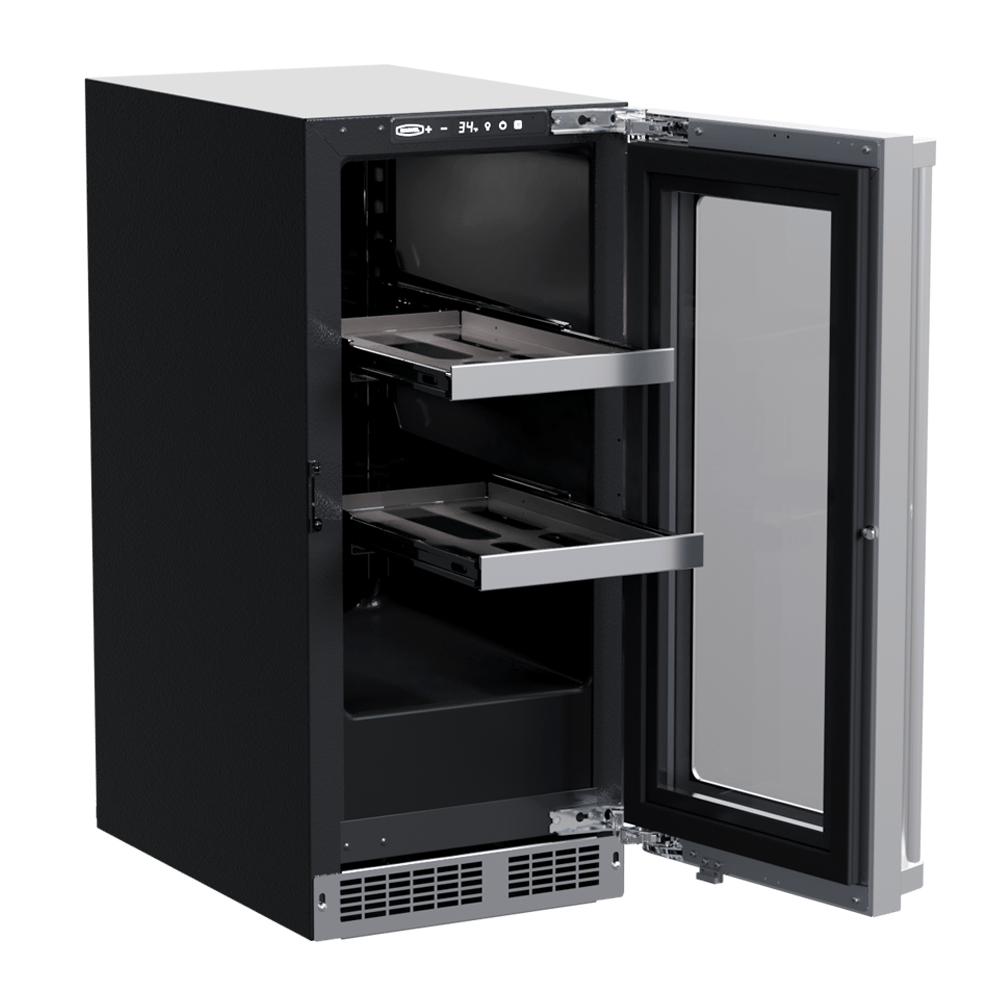 15-In Professional Built-In Beverage Center With Reversible Hinge with Door Style - Stainless Steel Frame Glass, Lock - Yes