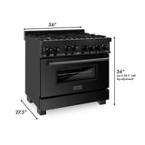 ZLINE 36" 4.6 cu. ft. Range with Gas Stove and Gas Oven in Black Stainless Steel with Brass Burners (RGB-BR-36)