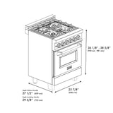 ZLINE 24 in. Professional Dual Fuel Range in DuraSnow Stainless Steel with Color Door Options (RAS-SN-24) [Color: DuraSnow With White Matte Door]