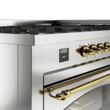 Nostalgie II 60 Inch Dual Fuel Natural Gas Freestanding Range in Stainless Steel with Brass Trim