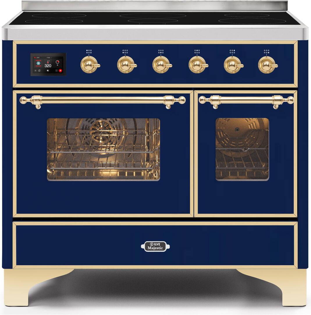 Majestic II 40 Inch Electric Freestanding Range in Blue with Brass Trim