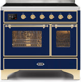 Majestic II 40 Inch Electric Freestanding Range in Blue with Brass Trim