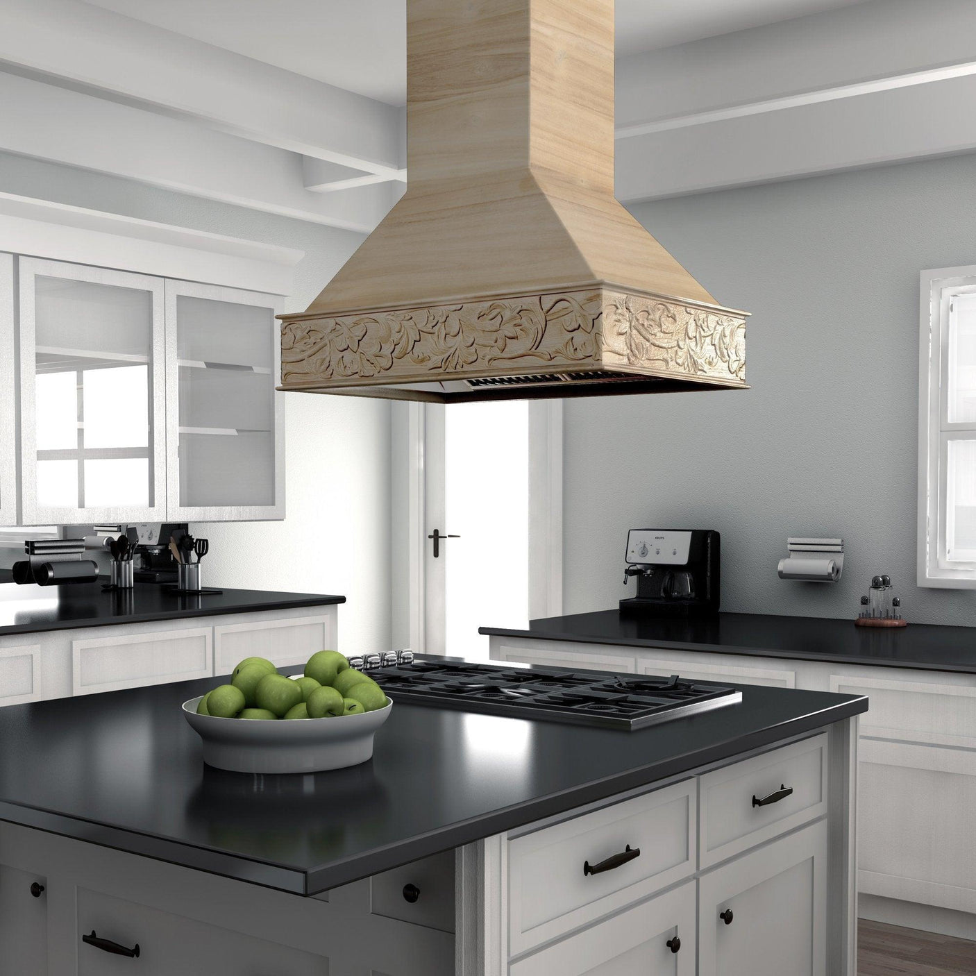 ZLINE 36 in. Unfinished Wooden Island Mount Range Hood (9373UF-36)