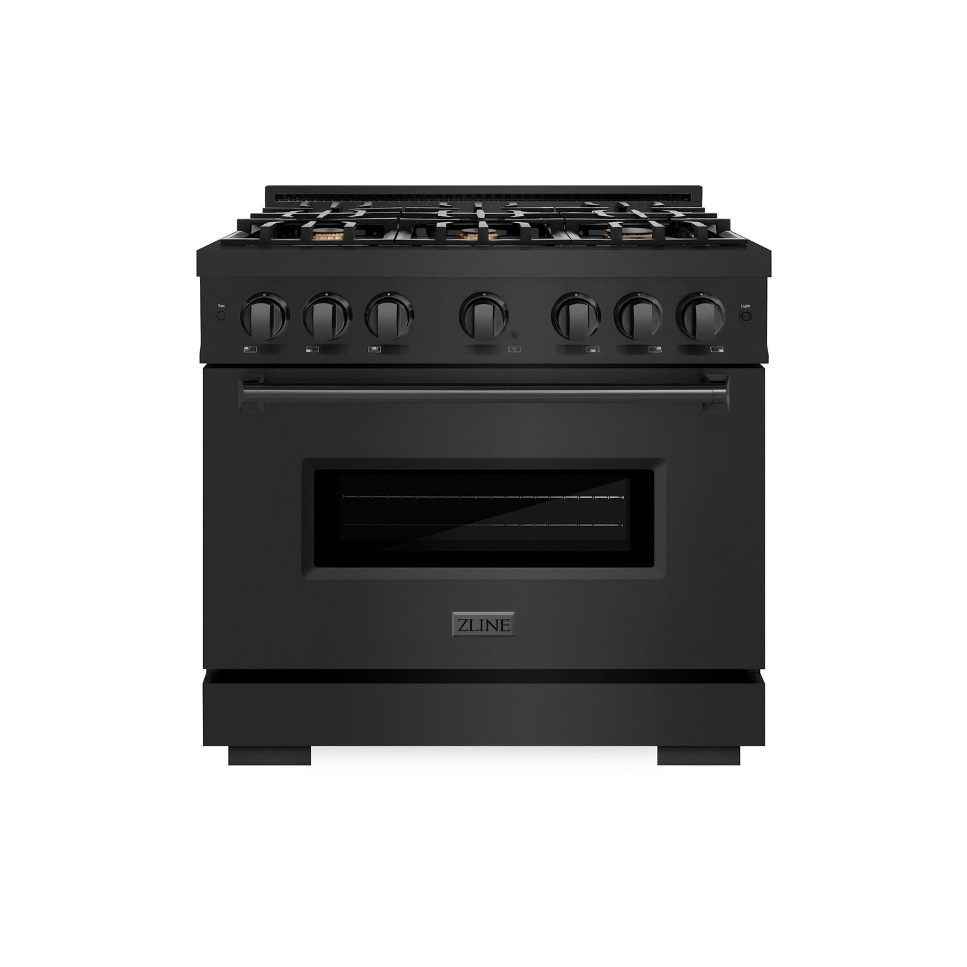 ZLINE 36 in. 5.2 cu. ft. Classic Gas Range with Convection Gas Oven in Black Stainless Steel with 6 Brass Burners (CGRB-BR-36)