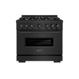 ZLINE 36 in. 5.2 cu. ft. Classic Gas Range with Convection Gas Oven in Black Stainless Steel with 6 Brass Burners (CGRB-BR-36)